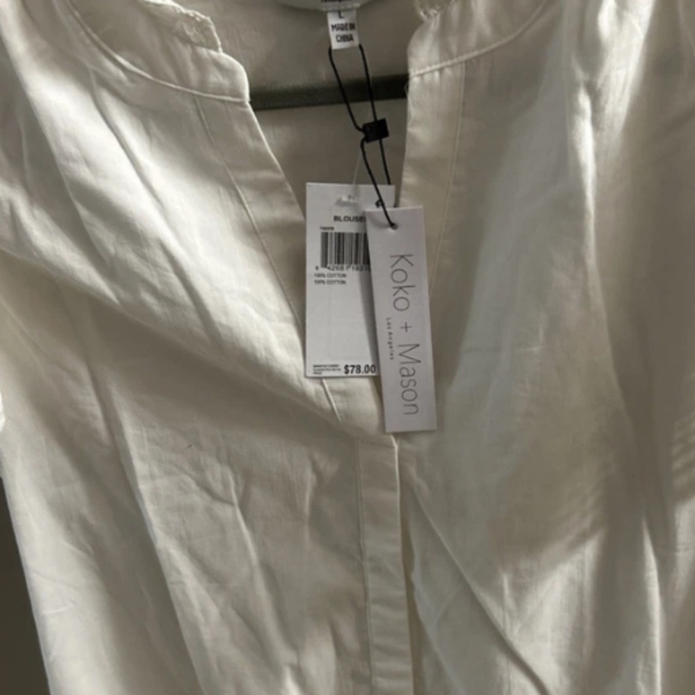 Koko + Mason Women's white tunic blouse new